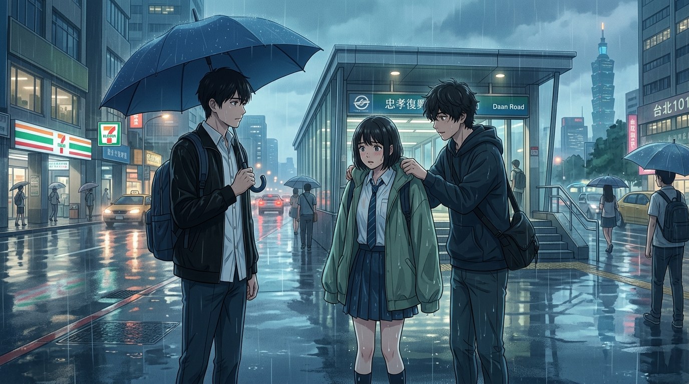《淡藍與草木灰綠的雨幕》封面