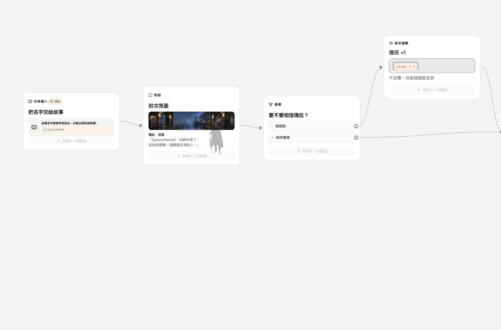 一個選擇分出兩條路線,再接回同一張卡