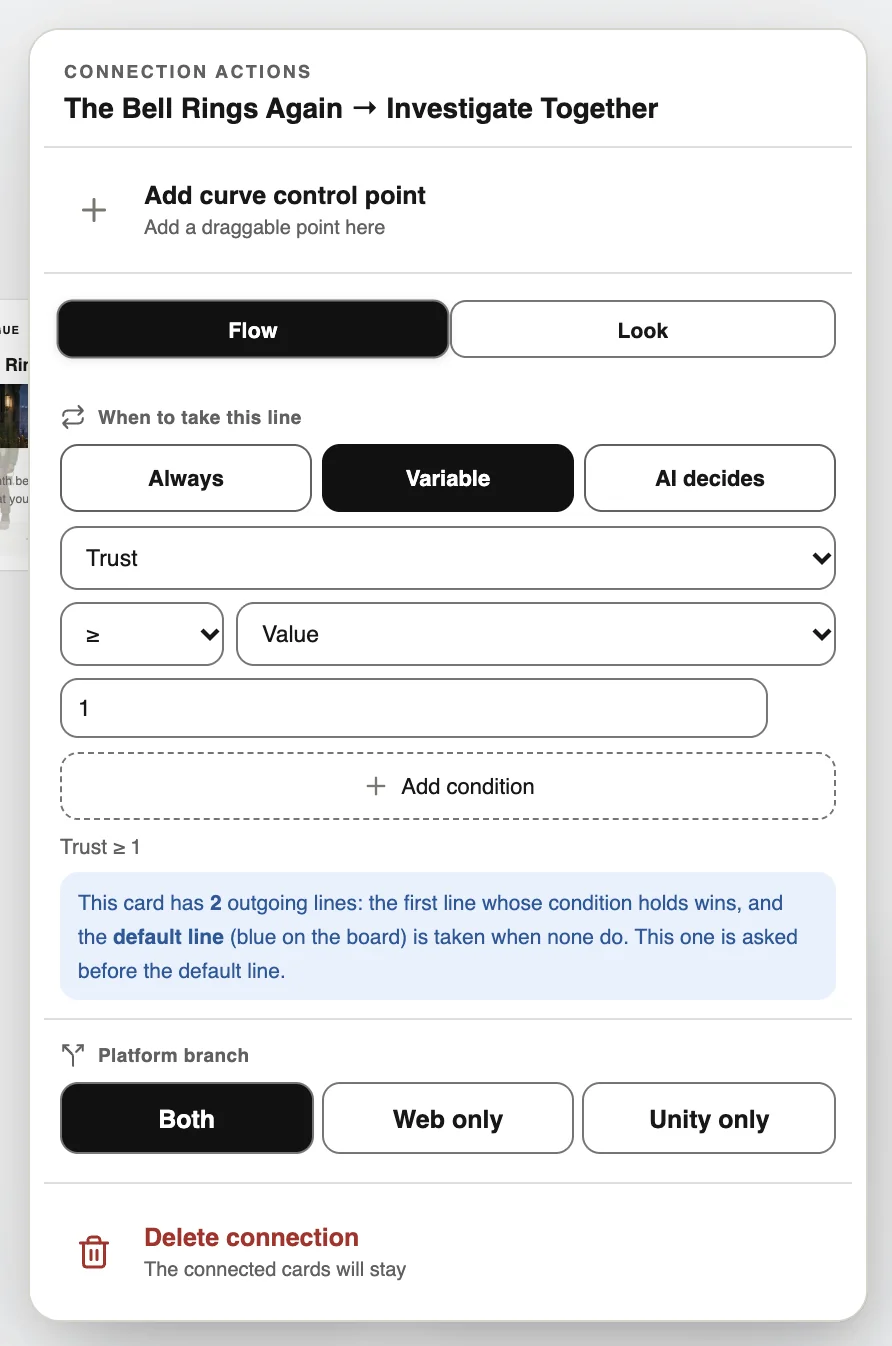 Line actions: take this line only when the condition holds