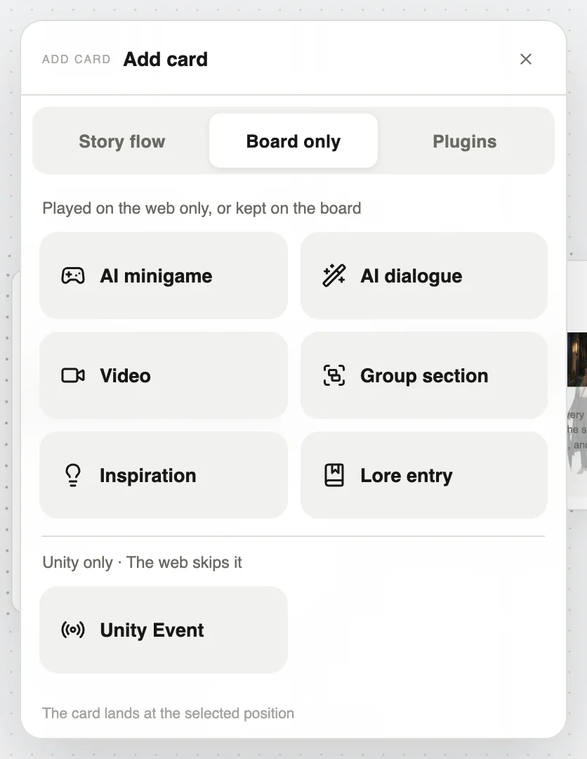 AI dialogue in the Board only tab