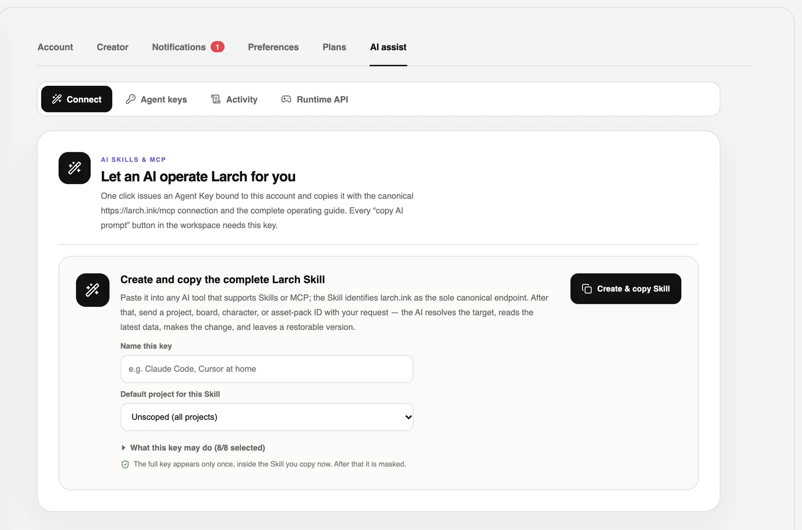 AI assist: make a Skill in one click and paste it into your AI tool