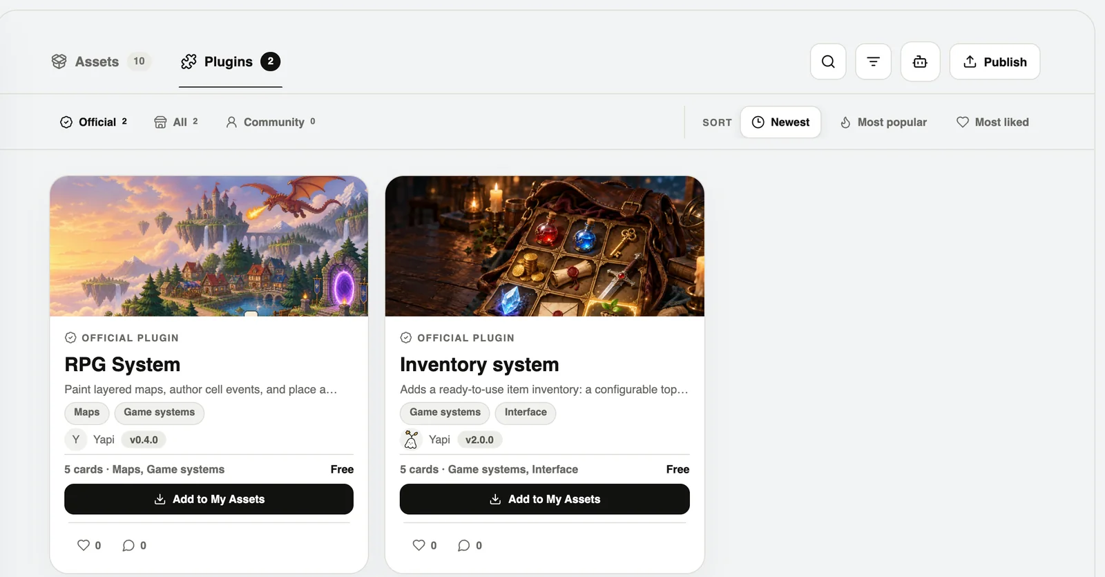 The Plugins tab in the marketplace