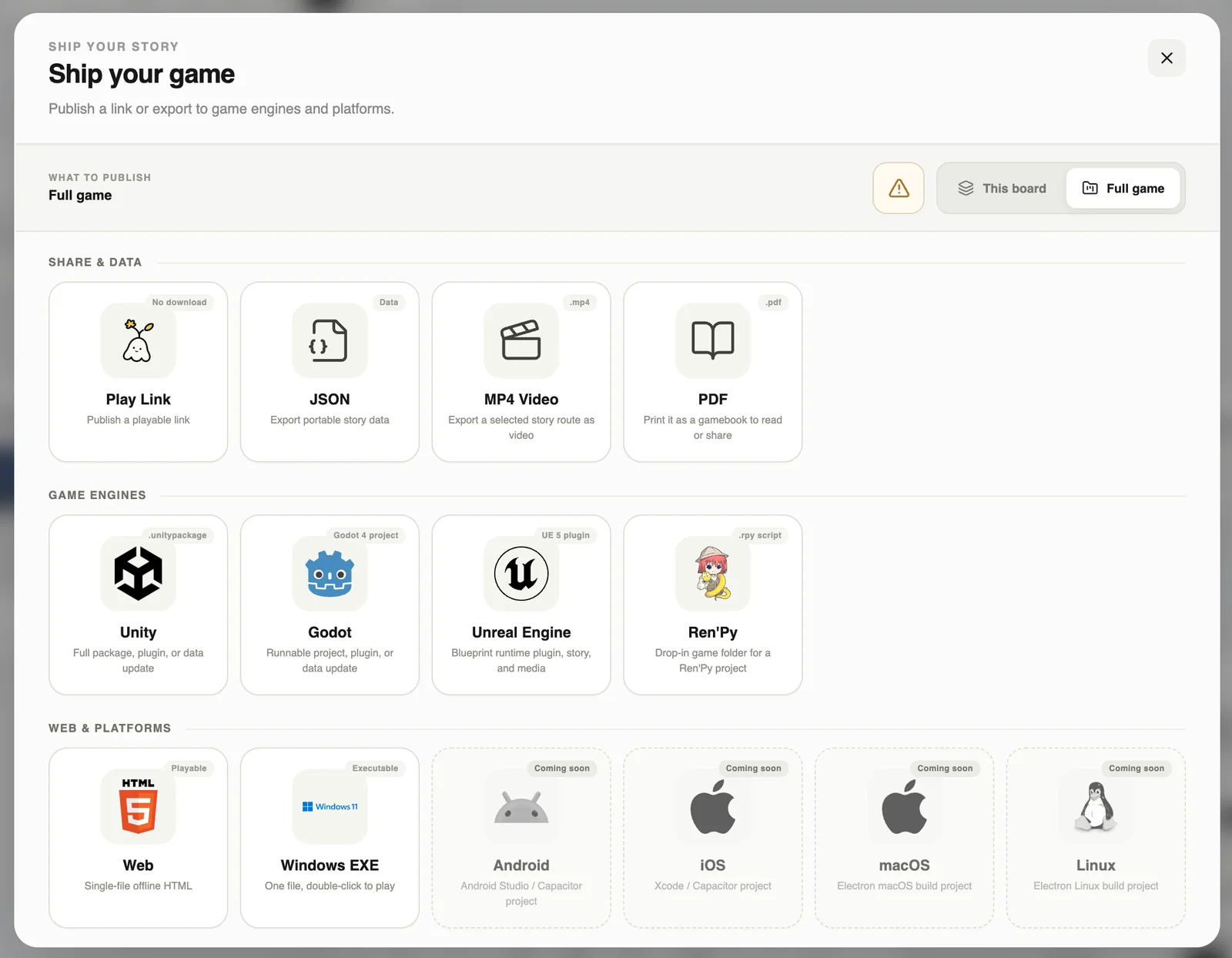 Larch’s export: links, game engines, the web and Windows