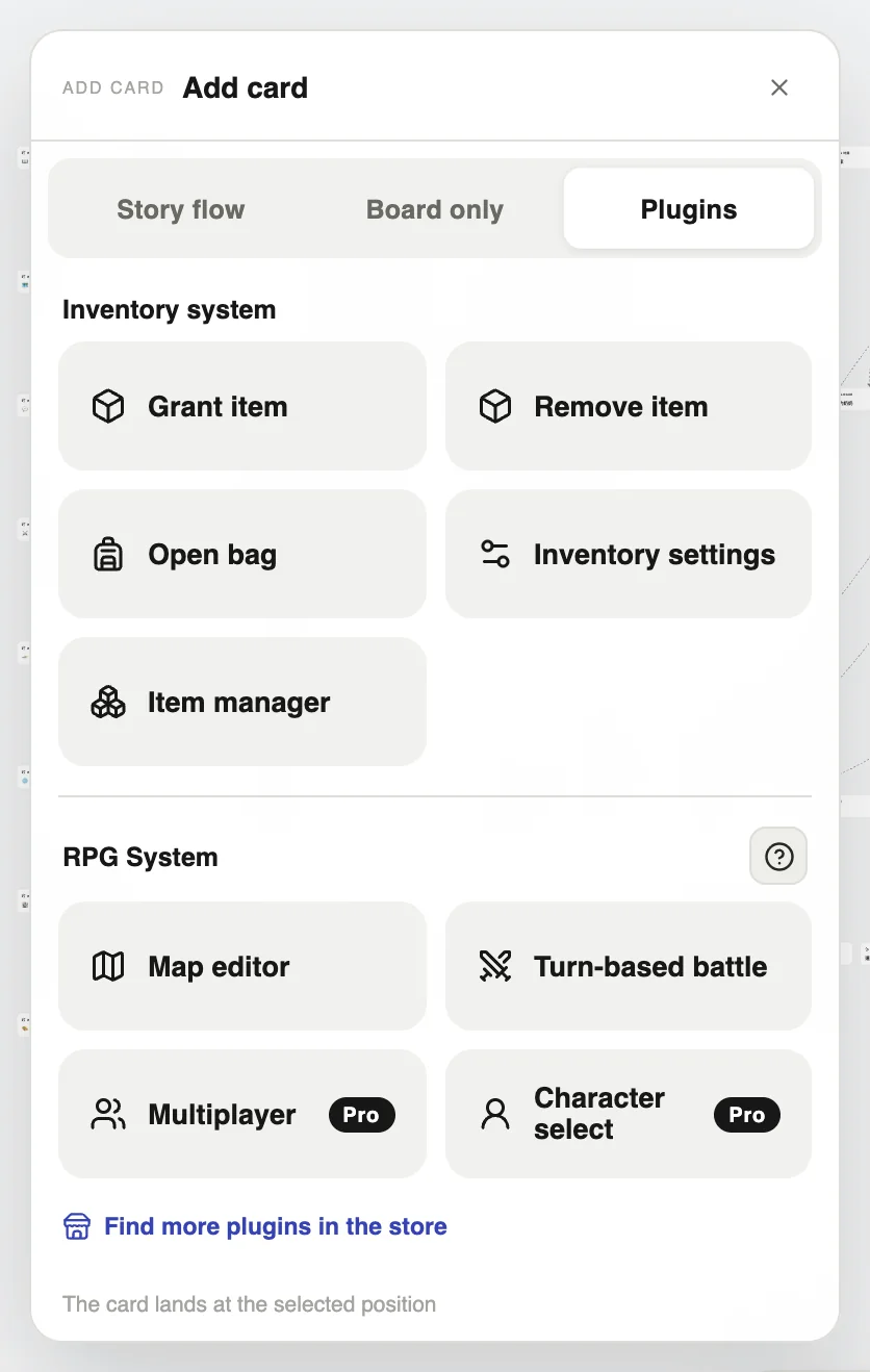 The cards the RPG system adds